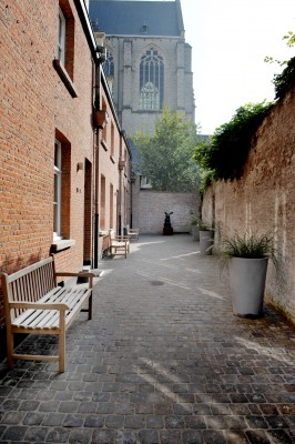 Achtergevel van de woningen aan Sint-Jacobstraat 3-15