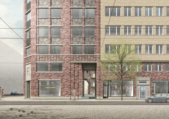 Het commerciële gelijkvloers van de Fierensblokken - wedstrijdontwerp © Happel Cornelisse Verhoeven Architecten en Molenaar & Co architecten 