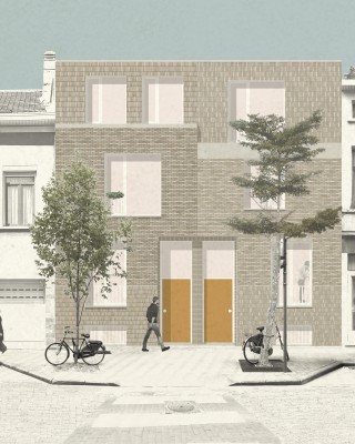 Toekomstbeeld voorgevel Lange Beeldekensstraat 245-247 © KOMAAN! architecten