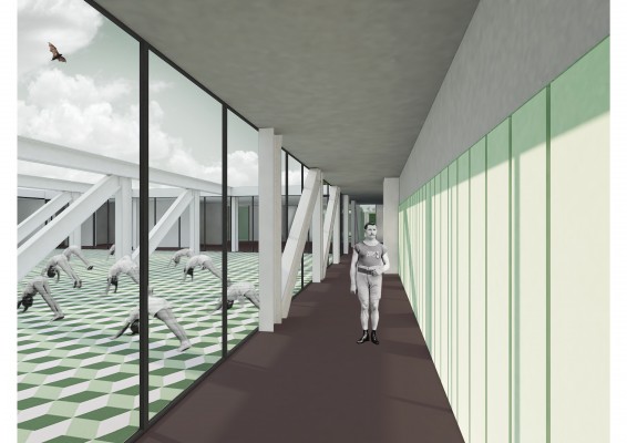 Toekomstbeeld patio Stedelijk Lyceum Topsport © Compagnie-O Architecten