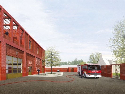 Toekomstbeeld brandweervoorpost Wilrijk © Happel Cornelisse Verhoeven architecten