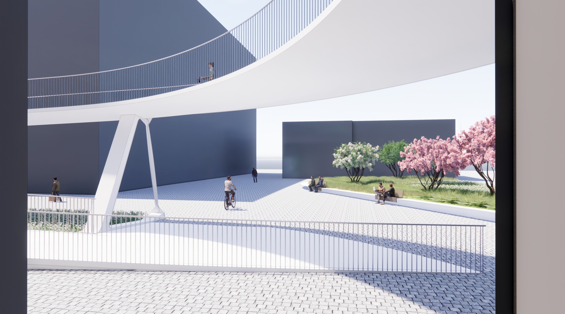 Toekomstbeeld openbaar domein fietshelling Parkbrug ©Tractebel