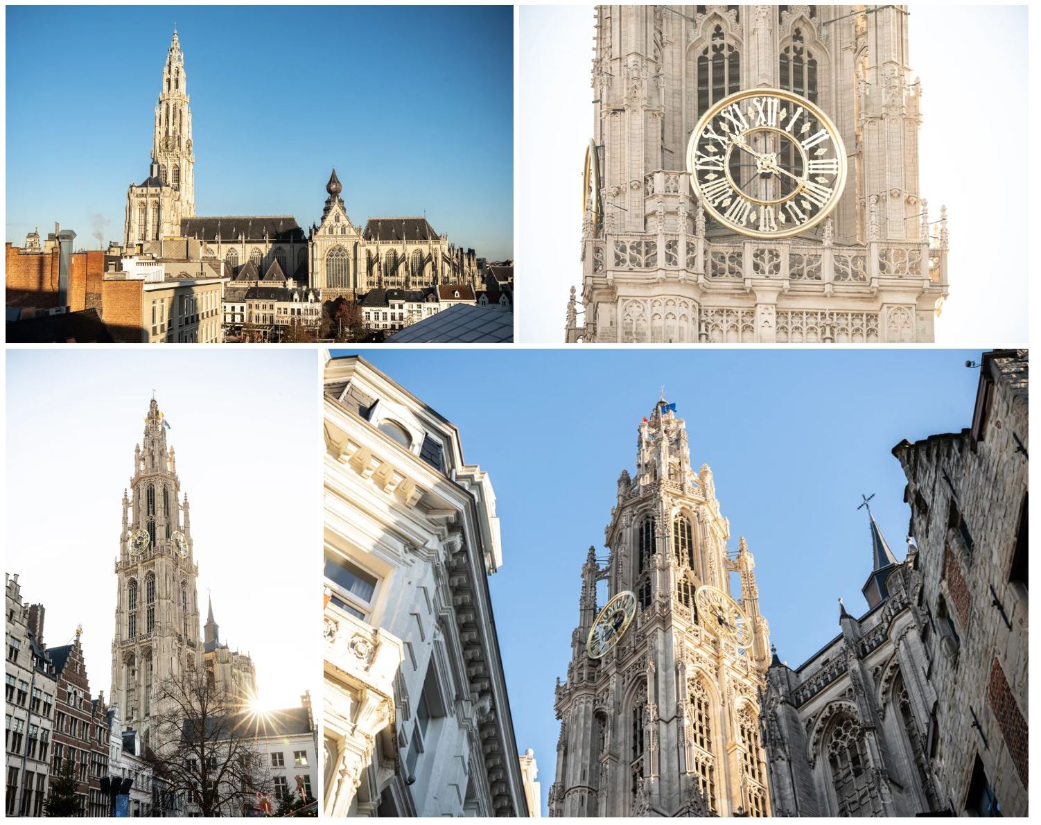 fotocollage van gerestaureerde belforttoren