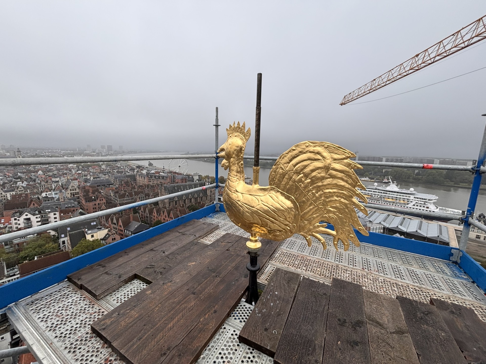 Vergulde torenhaan kijkt uit over de binnenstad