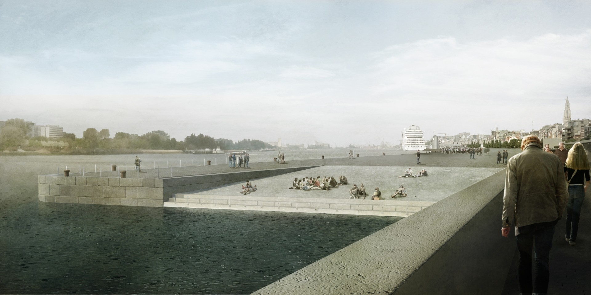 Toekomstbeeld dijk met uitzicht op de Zuidersluis