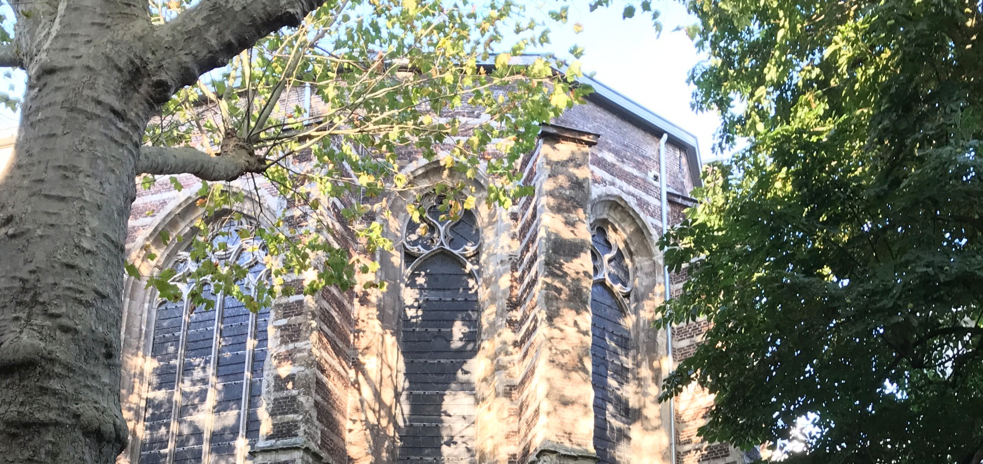 Het koor van de Protestantse Kerk de Brabantse Olijfberg in Antwerpen wordt gerestaureerd.