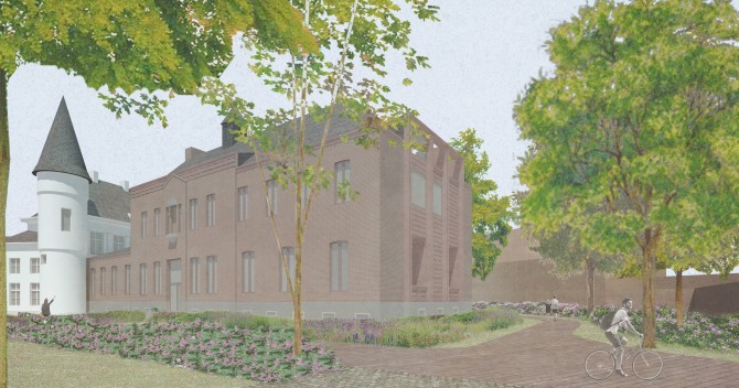 Een toekomstbeeld van de kloostervleugel van het Runcvoorthof in Merksem