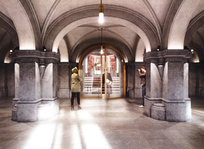Simulatiebeeld van centrale inkom 