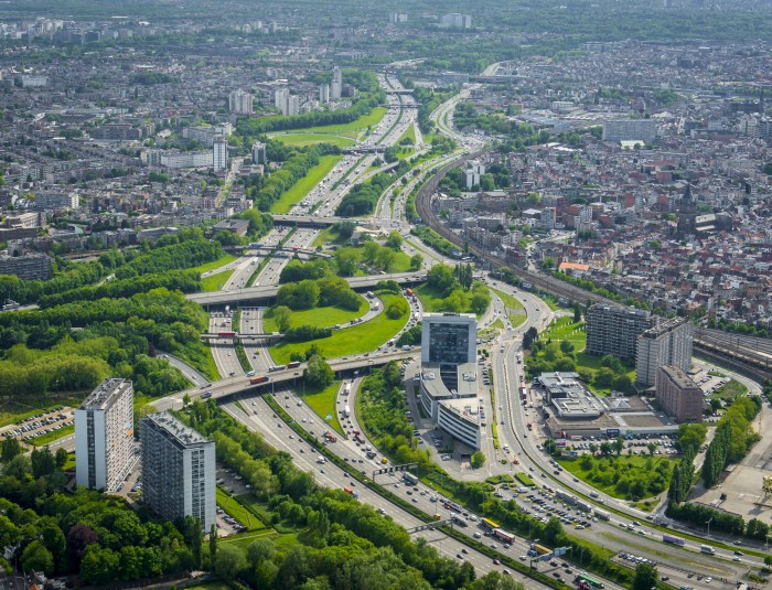 Luchtbeeld van de Ringzone in Antwerpen © Frederik Beyens
