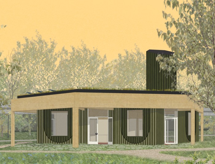 Toekomstbeeld van het Natuurhuis Brialmont in het natuurpark Wolvenberg