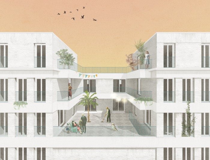 Toekomstbeeld Mellaertsstraat 5-9 © Haerynck Vanmeirhaeghe architecten 
