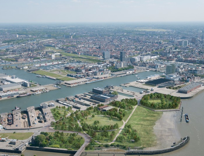 Toekomstbeeld van het Droogdokkenpark © Van Belle & Medina