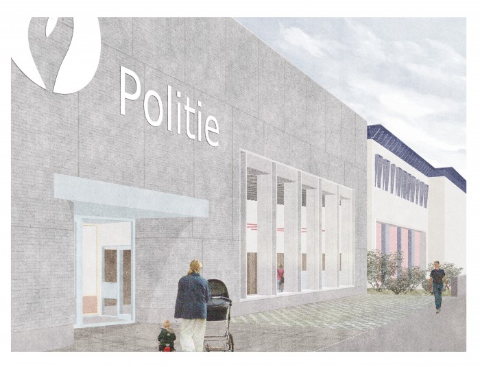 Toekomstbeeld politiekantoor Halewijnlaan © Bovenbouw Architectuur