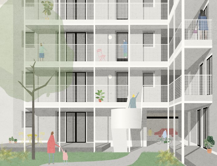 Toekomstbeeld binnentuin Lange Beeldekensstraat 76 © Dierendonckblancke architecten