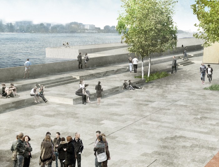 Het stedelijk plein ter hoogte van de Zuidersluis © PROAP