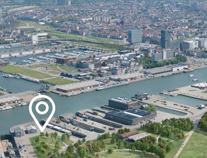 Het toekomstige Droogdokkenpark met aanduiding van de locatie voor het Havenbelevingscentrum.